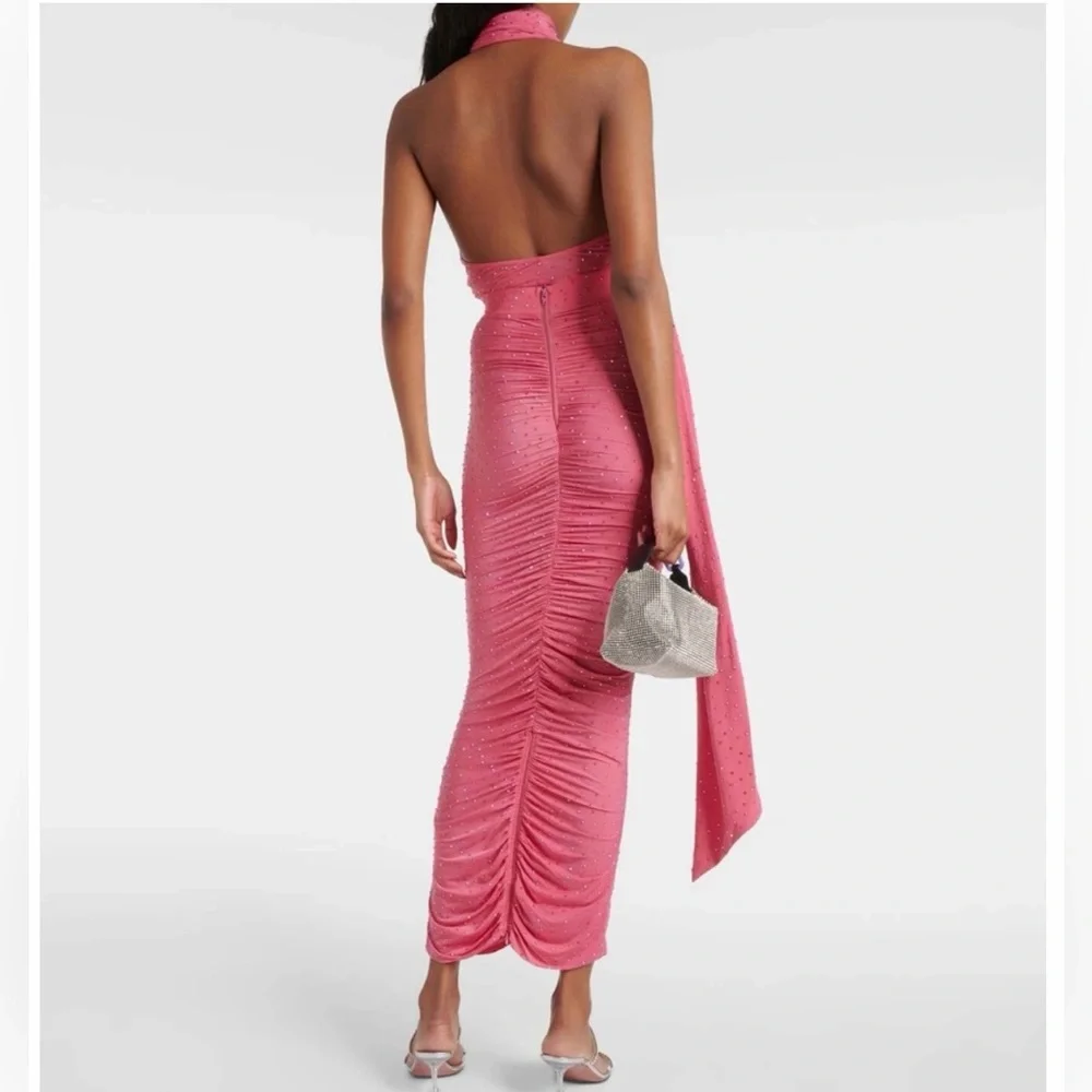 Alex Perry-rose, rauched, crystal jeweled jersey maxi skirt (only) -Size 8 USA - Picture 4 of 13